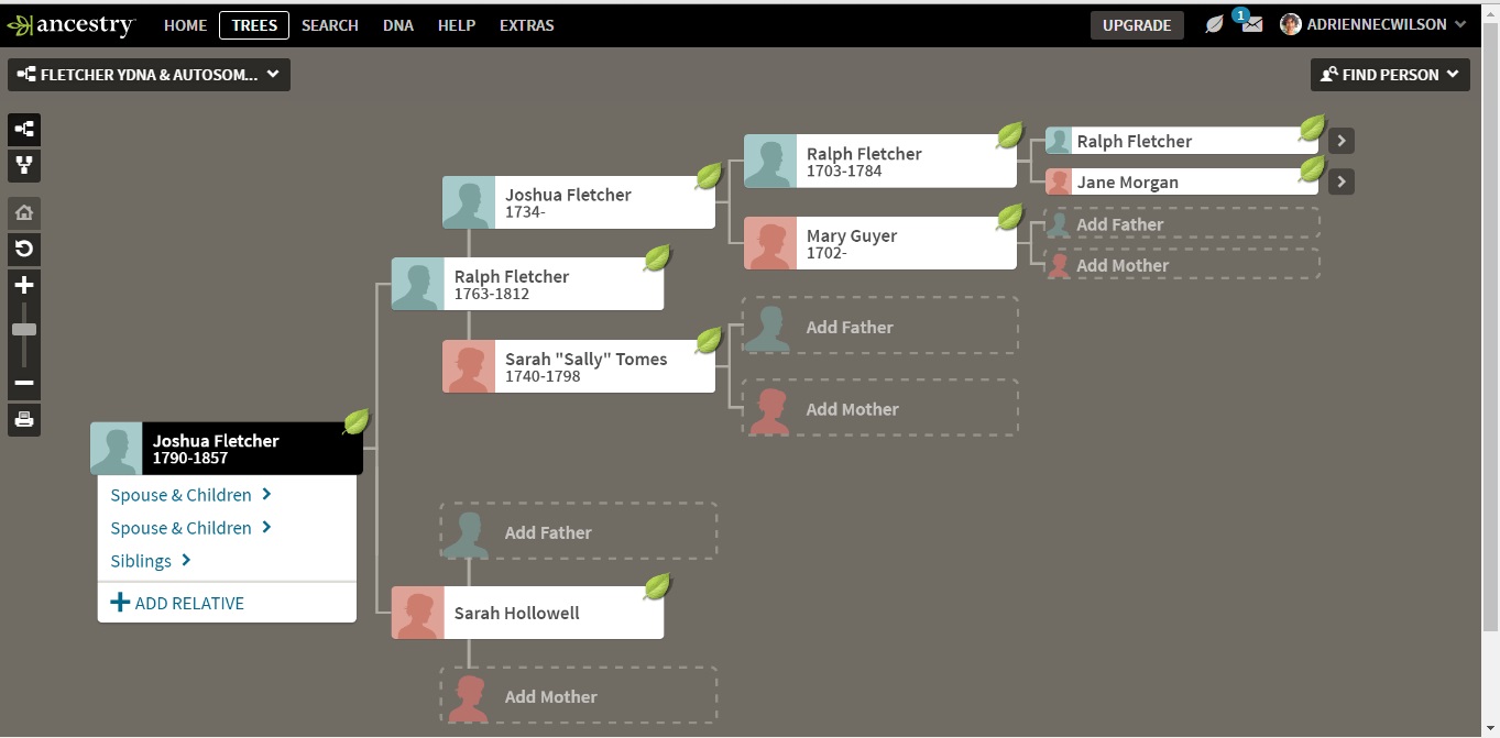Working Fletcher family DNA tree based off my research. Research is ongoing.